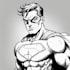 draw black and white comic superhero character line art