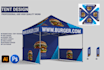 design tent, canopy tent, table cover and flag