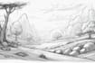 draw environment, background landscape, urban, room art