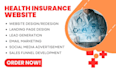 design health insurance website and landing page with lead capture for agents