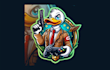 design eye catchy duck gaming mascot logo with express delivery