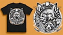 create animal linocut tshirt design for brands