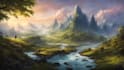 draw fantasy background and landscape