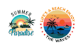 create high quality summer skeleton surfing  beach logo