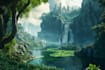 draw environment concept art, fantasy worlds