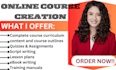 create online course creation, course creation online course content lesson plan