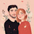 draw you cute disney cartoon couple portrait