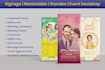 retractable standee event backdrop roll up pull up banner sandwich board design