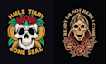 make hand drawn rose skull tattoo logo