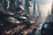 do cyberpunk scifi futuristic city