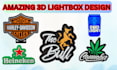 design 3d lightbox logo keychain, anime lightbox, text, wall decor for printing