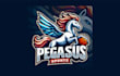 make a pegasus esports mascot logo for your brand