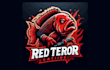 do red terror cichlid fish mascot logo with express delivery