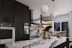 create 2d and 3d design for interior kitchen with furniture