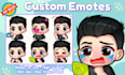 draw twitch emotes, chibi emotes, animated emotes, vtuber for stream
