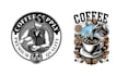 design vintage skull coffee shop vector logo