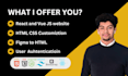 be your front end web developer in html,css,js,react vue