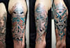 create sleeve tattoo design in geometric style
