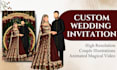 digital wedding invitation with illustration