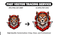 do manual vector tracing, redraw logo, vectorize image