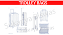 design travel bags ,trolley duffel with technical sketch