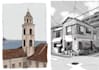 draw buildings and landscapes in ink, pencil, or watercolor