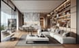 do living room interior design and 3d rendering