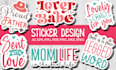 create custom typography sticker svg design, decal and logo