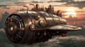 illustrate custom spaceship sci fi steampunk nft