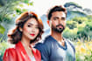 create a amazing watercolor couple portrait