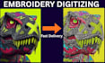 do custom embroidery digitizing in 1 hour pes dst jef vp3