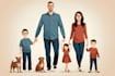draw a vector art family portrait
