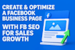 create and optimize a facebook business page with fb SEO for sales growth
