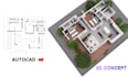 turn sketch into 2d cad and color floor plan in 24h