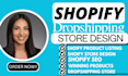 do shopify setup, dropshipping store design, product listing, SEO