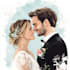 draw a couple portrait, wedding illustration