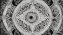 create black and white geometric artistic tattoo design