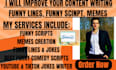 improve your content writing funny lines, funny script, memes