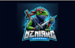 do high quality lizard ninja mascot logo with a new concept
