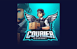 create a unique courier mascot logo with a new concept