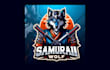 do creative samurai wolf mascot logo with express delivery