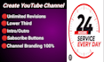 create and set up a youtube channel with a logo design