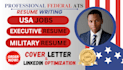 write and optimize federal executive job search resume and cover letter