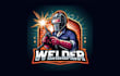 do a creative welder mascot logo with unique creativity