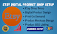 design etsy digital products, hyperlinked planner, print on demand, with mockups