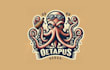 make a unique octopus vintage logo with super color