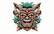 do a creative tiki mask mascot logo with unique concepts