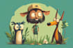 draw an expressive animal and human cartoon character