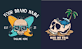 make unique summer skull surf logo