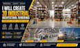 create 3d warehouse, factory, refinery and industrial architectural renderings